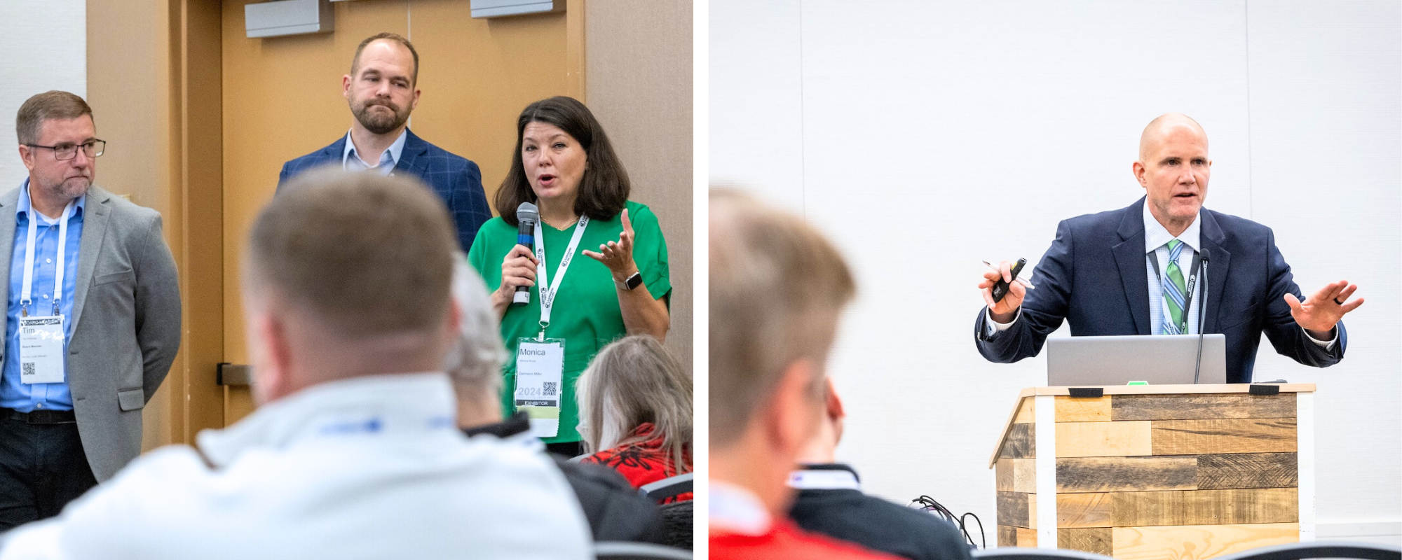 people speaking in front of group