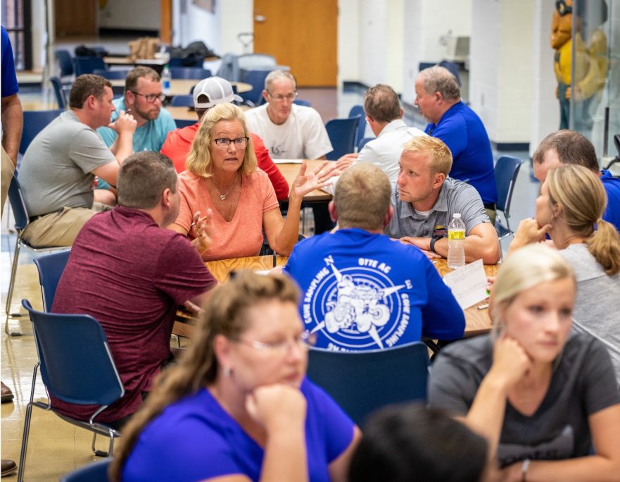 groups of people talking